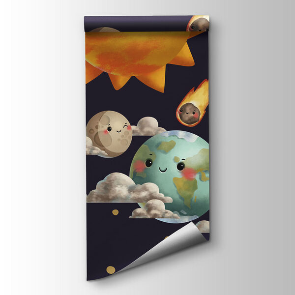 Cartoon planets and sun Cartoon planets and sun