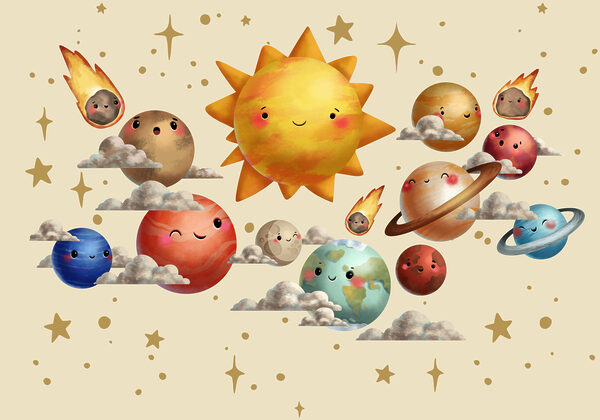 Cartoon planets in the sky
