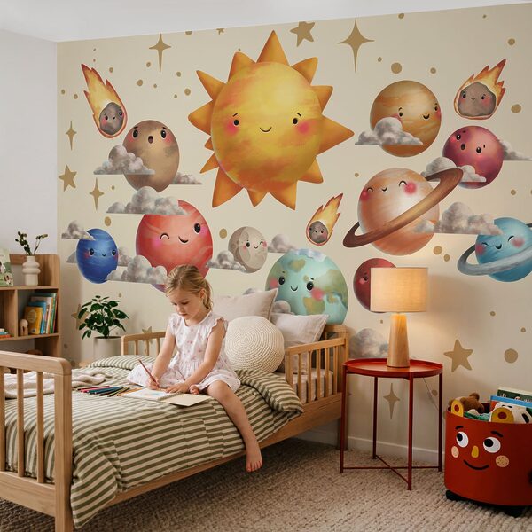 Cartoon-Planeten am Himmel