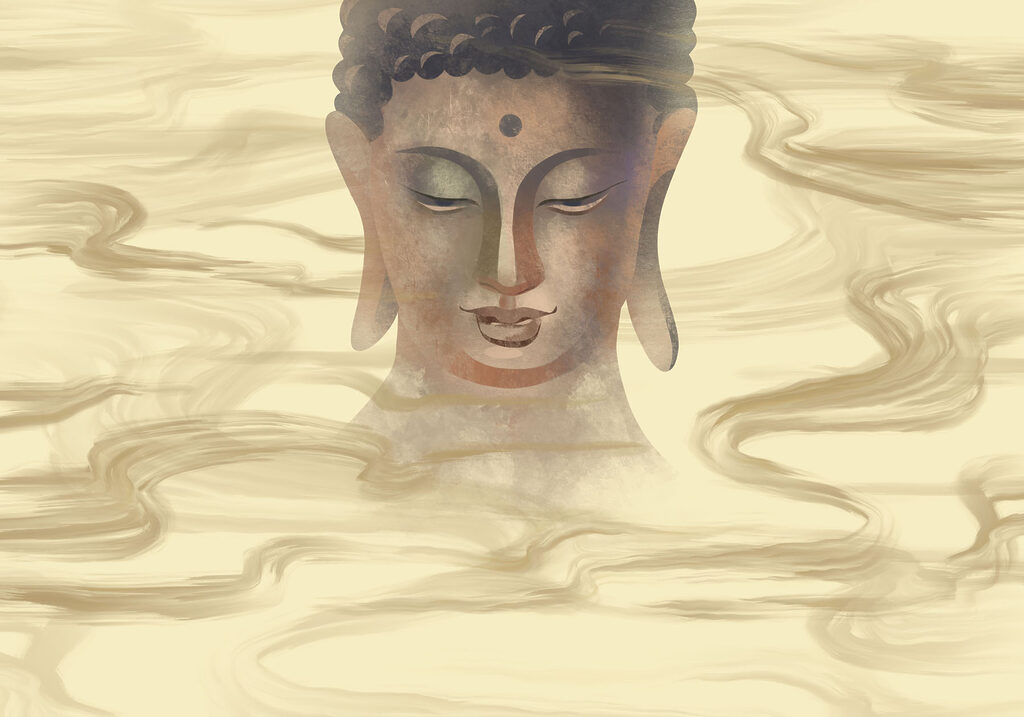 Painting of a buddha head Painting of a buddha head
