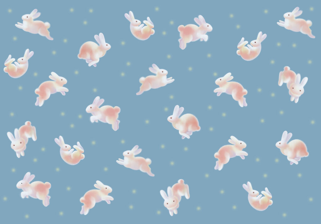 Group of rabbits on a blue background Group of rabbits on a blue background