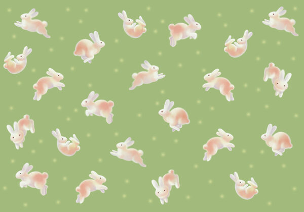 Group of bunnies on a green background Group of bunnies on a green background