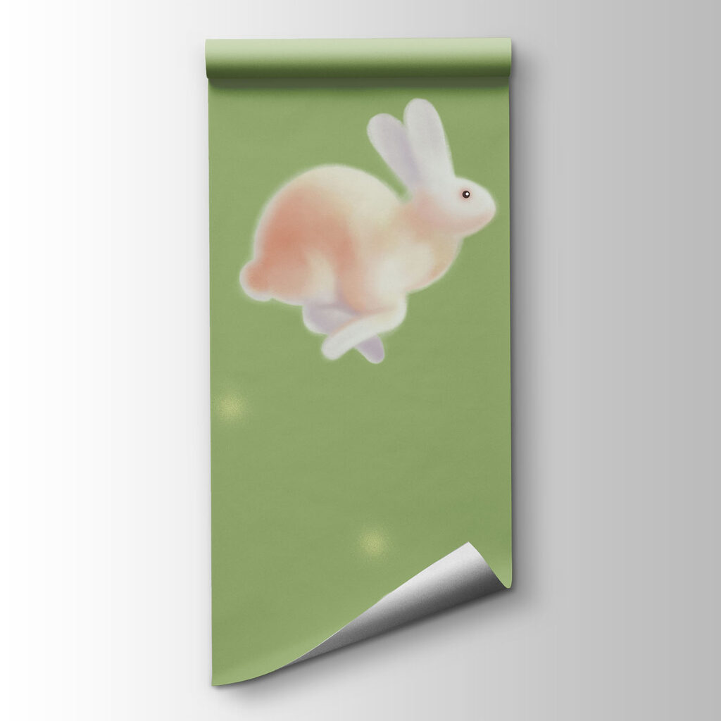Group of bunnies on a green background Group of bunnies on a green background