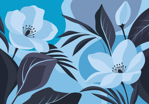 Fototapeten Blumige Eleganz in ruhigen Farbtönen (Artikelnummer: t01045v3)
