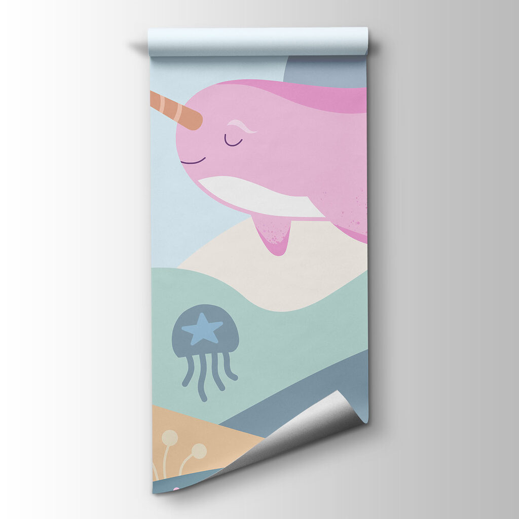 Fototapeten Karikatur eines im Meer schwimmenden Narwals (Artikelnummer: t01053) Fototapeten Karikatur eines im Meer schwimmenden Narwals (Artikelnummer: t01053)