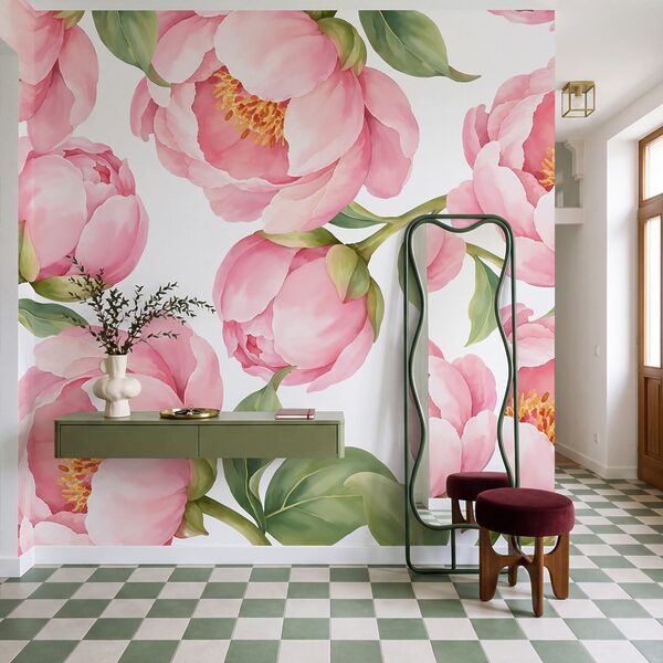 Fototapeten Muster aus rosa Blumen (Artikelnummer: t01096) Fototapeten Muster aus rosa Blumen (Artikelnummer: t01096)