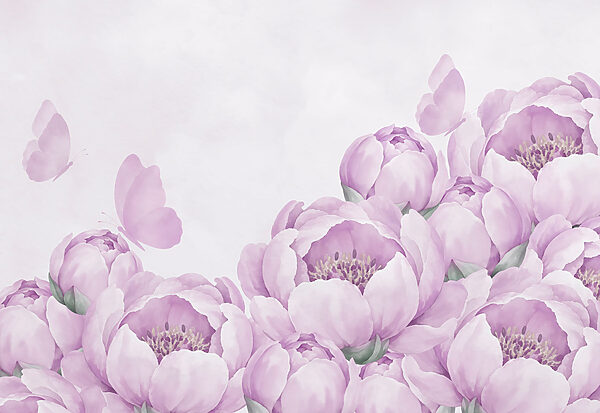 Fototapeten Blumenarrangement mit Schmetterlingen (Artikelnummer: t01101v2)