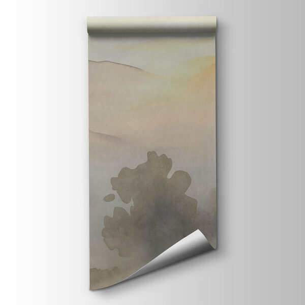 Fototapeten Aquarellbild eines Sees mit Bäumen und Bergen im Hintergrund (Artikelnummer: t01068)