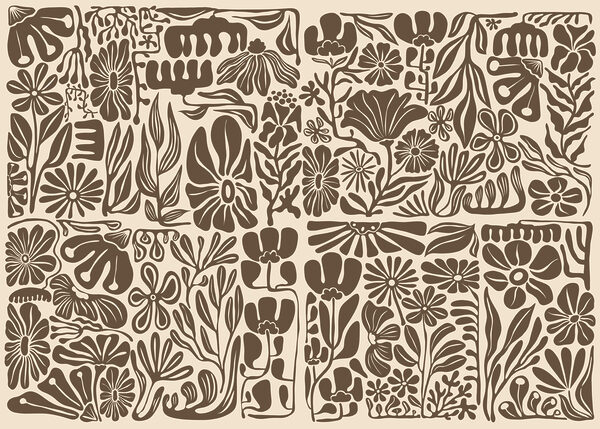 Fototapeten Muster aus Blumen und Pflanzen (Artikelnummer: t01106v2)