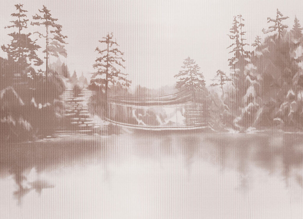 Fototapeten Wasser mit Bäumen und einer Brücke (Artikelnummer: t01117v1)
