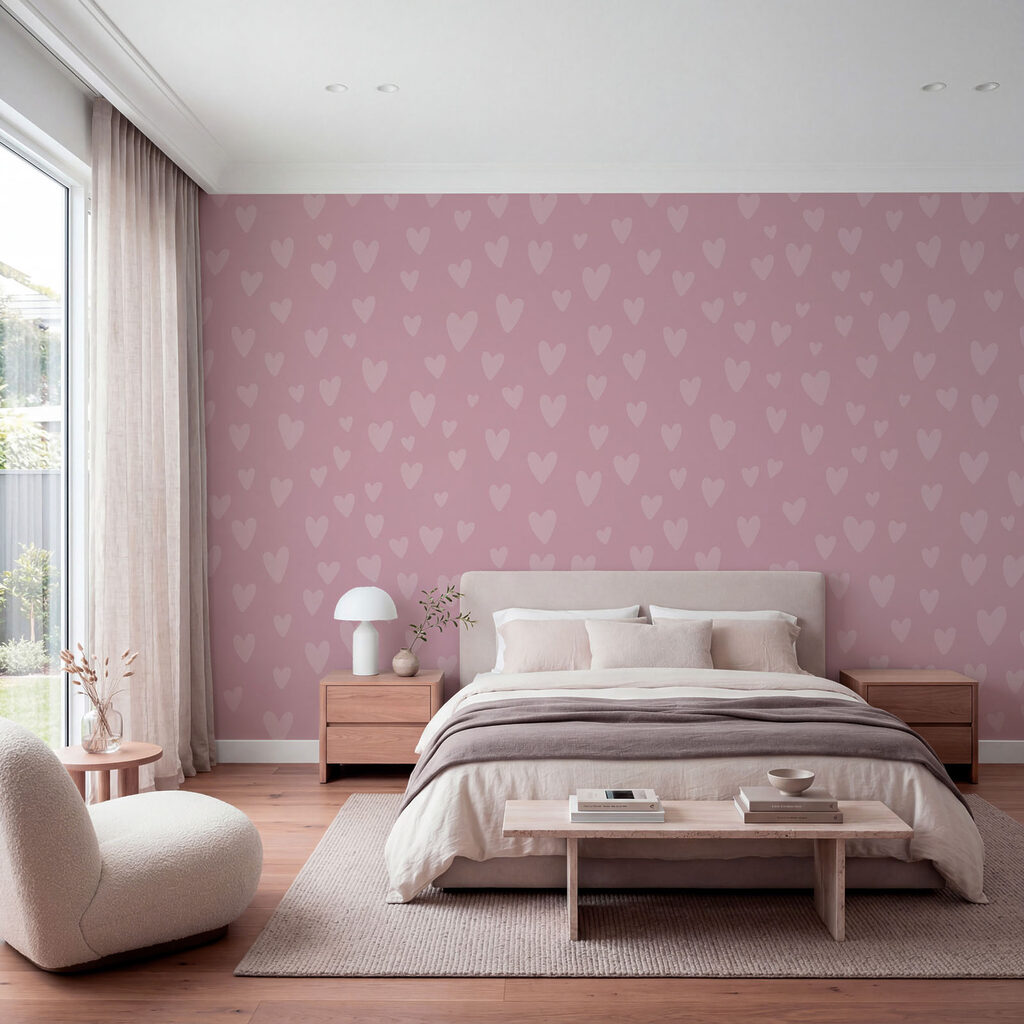 Fototapeten Rosa Hintergrund mit Herzen (Artikelnummer: t01088)