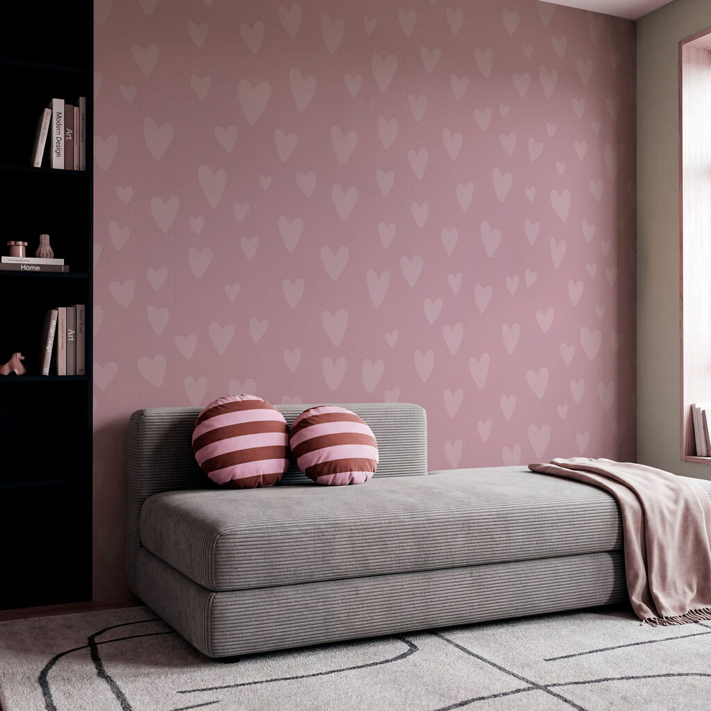 Fototapeten Rosa Hintergrund mit Herzen (Artikelnummer: t01088)