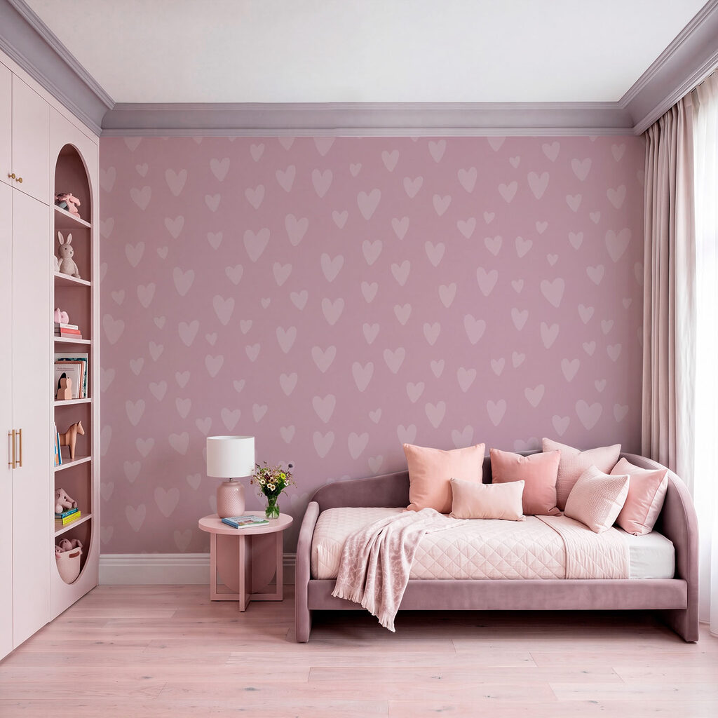 Fototapeten Rosa Hintergrund mit Herzen (Artikelnummer: t01088)