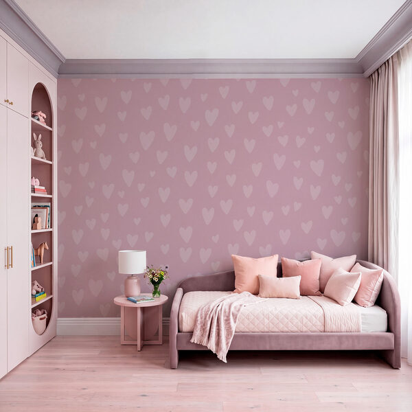 Fototapeten Rosa Hintergrund mit Herzen (Artikelnummer: t01088)